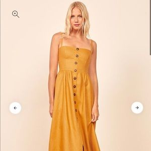 Reformation linen button front dress